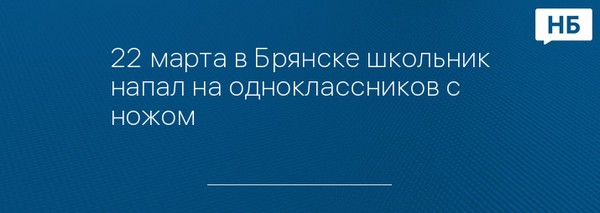 22 марта в Брянске школьник напал на одноклассников с ножом