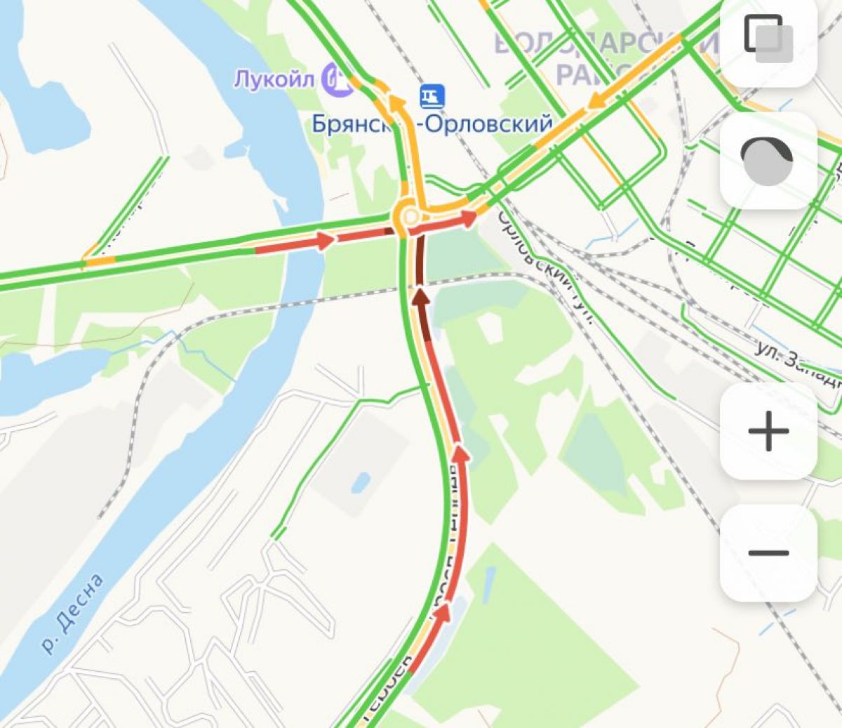 Фото: скриншот yandex.ru/maps/191/bryansk/probki/