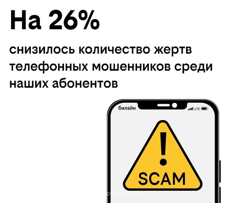 Число жертв телефонных мошенников среди абонентов билайна за год снизилось на 26%