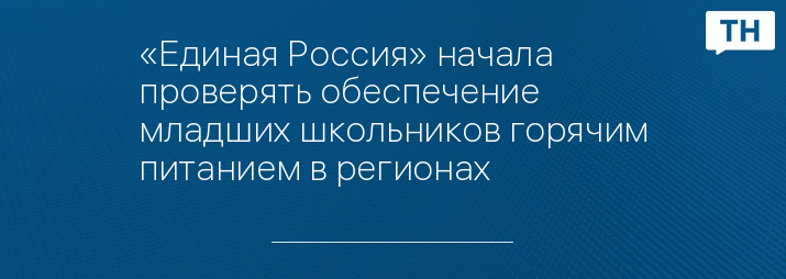 «Единая Россия» начала проверять обеспечение младших школьников горячим питанием в регионах