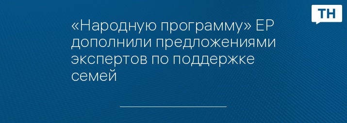 «Народную программу» ЕР дополнили предложениями экспертов по поддержке семей 