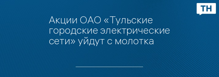 Акции ОАО «Тульские городские электрические сети» уйдут с молотка