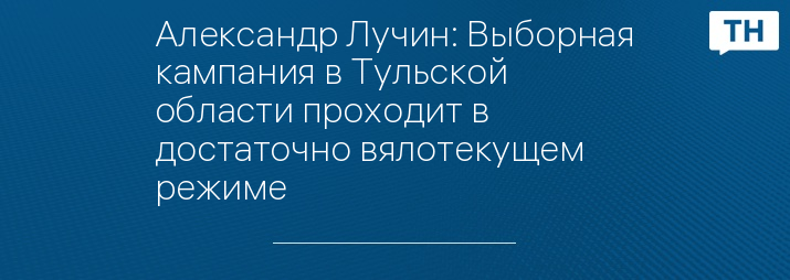 Александр Лучин: Выборная кампания в Тульской области проходит в достаточно вялотекущем режиме