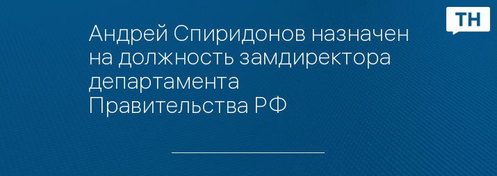 Андрей Спиридонов назначен на должность замдиректора департамента Правительства РФ