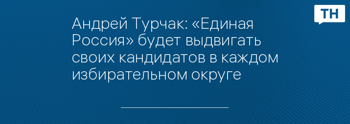 Андрей Турчак: «Единая Россия» будет выдвигать своих кандидатов в каждом избирательном округе