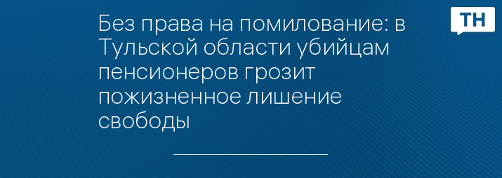 Без права на помилование: в Тульской области убийцам пенсионеров грозит пожизненное лишение свободы