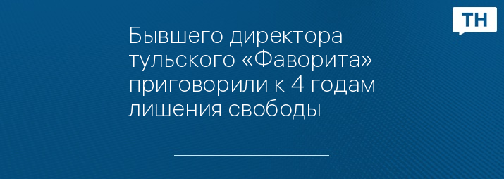 Бывшего директора тульского «Фаворита» приговорили к 4 годам лишения свободы