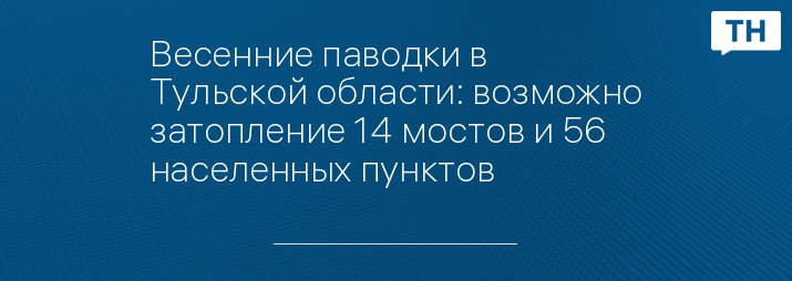 Весенние паводки в Тульской области: возможно затопление 14 мостов и 56 населенных пунктов 