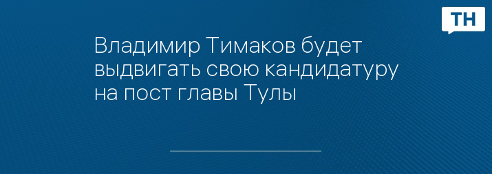 Владимир Тимаков будет выдвигать свою кандидатуру на пост главы Тулы