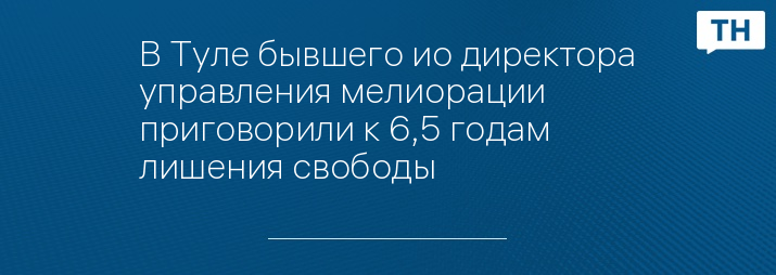 В Туле бывшего ио директора управления мелиорации приговорили к 6,5 годам лишения свободы