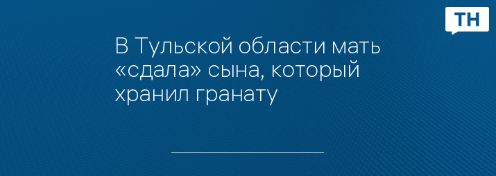 В Тульской области мать «сдала» сына, который хранил гранату