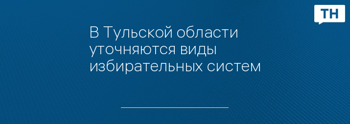 В Тульской области уточняются виды избирательных систем