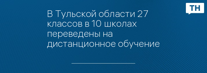 В Тульской области 27 классов в 10 школах переведены на дистанционное обучение