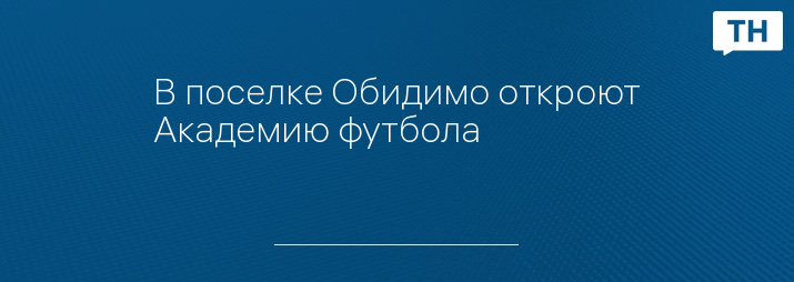 В поселке Обидимо откроют Академию футбола