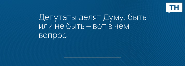 Депутаты делят Думу: быть или не быть – вот в чем вопрос