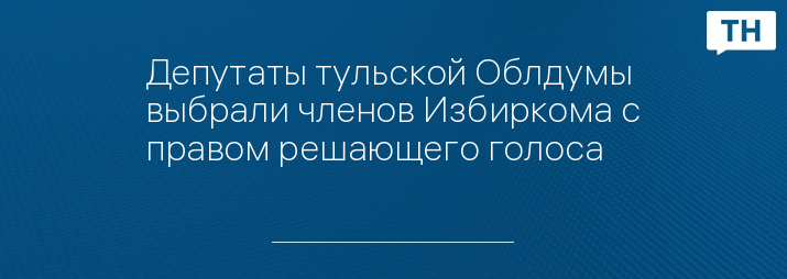 Депутаты тульской Облдумы выбрали членов Избиркома с правом решающего голоса