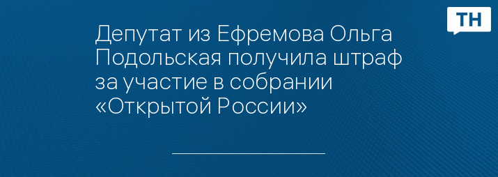 Депутат из Ефремова Ольга Подольская получила штраф за участие в собрании «Открытой России» 