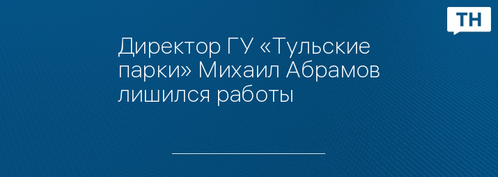 Директор ГУ «Тульские парки» Михаил Абрамов лишился работы