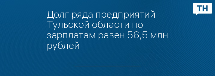 Долг ряда предприятий Тульской области по зарплатам равен 56,5 млн рублей 