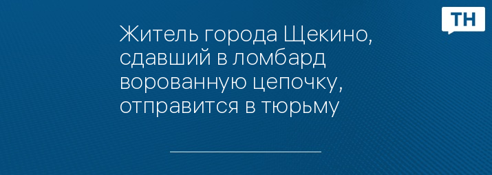 Житель города Щекино, сдавший в ломбард ворованную цепочку, отправится в тюрьму