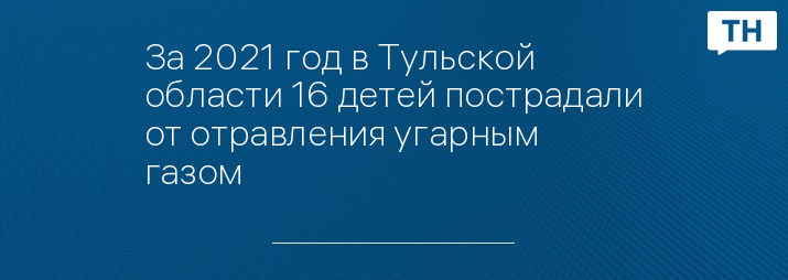 За 2021 год в Тульской области 16 детей пострадали от отравления угарным газом