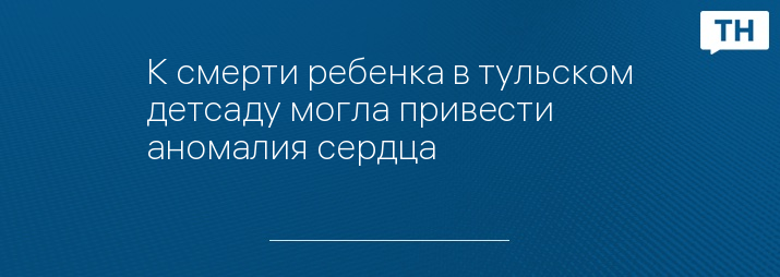 К смерти ребенка в тульском детсаду могла привести аномалия сердца