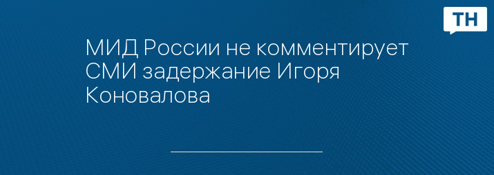 МИД России не комментирует СМИ задержание Игоря Коновалова