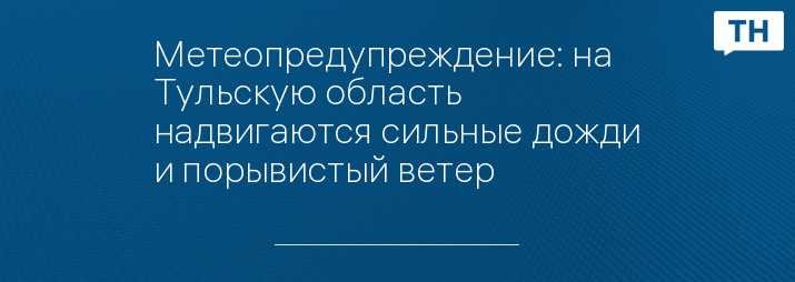 Метеопредупреждение: на Тульскую область надвигаются сильные дожди и порывистый ветер 