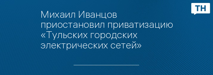 Михаил Иванцов приостановил приватизацию «Тульских городских электрических сетей»