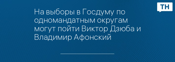 На выборы в Госдуму по одномандатным округам могут пойти Виктор Дзюба и Владимир Афонский