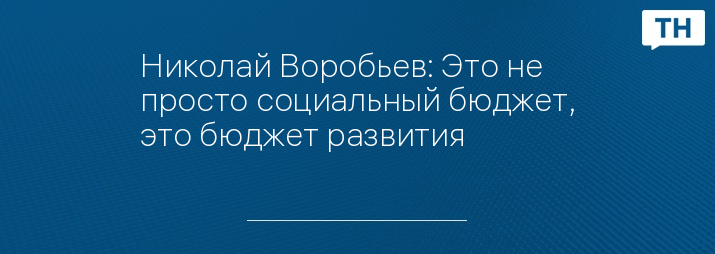 Николай Воробьев: Это не просто социальный бюджет, это бюджет развития