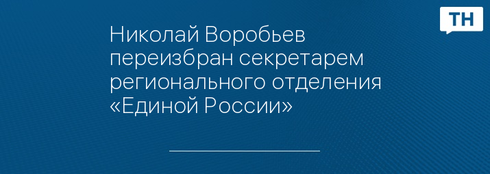 Николай Воробьев переизбран секретарем регионального отделения «Единой России»