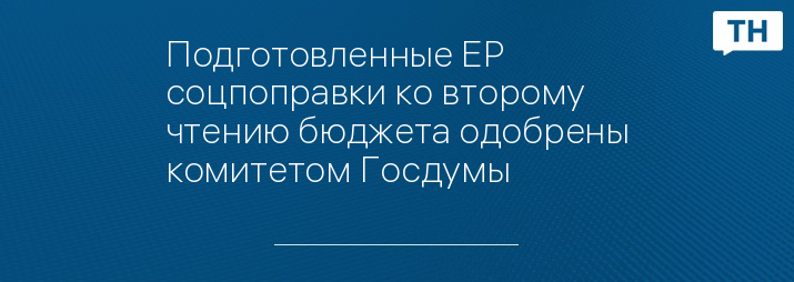 Подготовленные ЕР соцпоправки ко второму чтению бюджета одобрены комитетом Госдумы