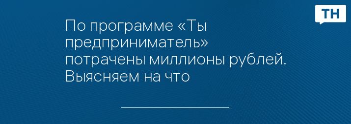 По программе «Ты предприниматель» потрачены миллионы рублей. Выясняем на что