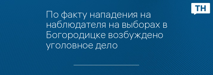 По факту нападения на наблюдателя на выборах в Богородицке возбуждено уголовное дело