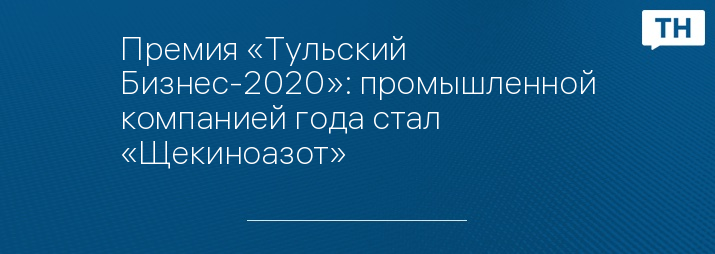 Премия «Тульский Бизнес-2020»: промышленной компанией года стал «Щекиноазот»