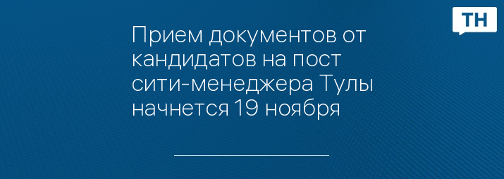 Прием документов от кандидатов на пост сити-менеджера Тулы начнется 19 ноября