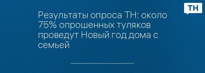 Результаты опроса ТН: около 75% опрошенных туляков проведут Новый год дома с семьей