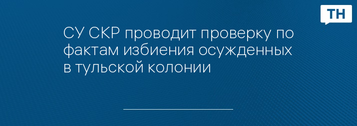 СУ СКР проводит проверку по фактам избиения осужденных в тульской колонии