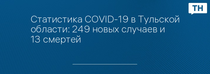 Статистика COVID-19 в Тульской области: 249 новых случаев и 13 смертей