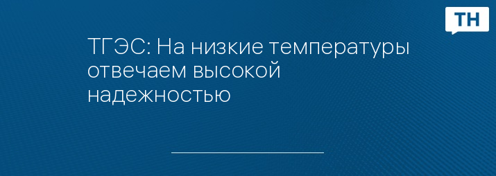 ТГЭС: На низкие температуры отвечаем высокой надежностью