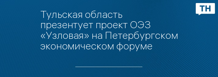 Тульская область презентует проект ОЭЗ «Узловая» на Петербургском экономическом форуме