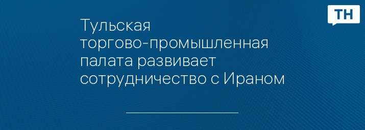 Тульская торгово-промышленная палата развивает сотрудничество с Ираном