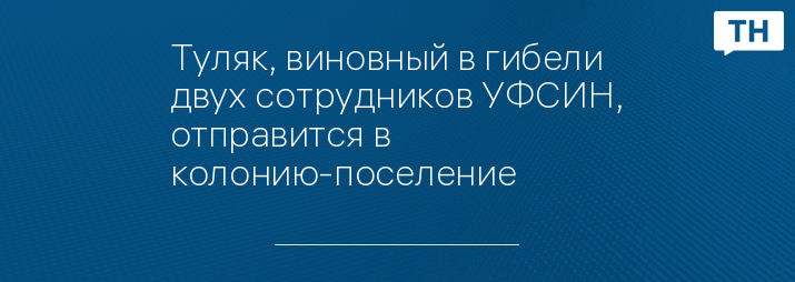 Туляк, виновный в гибели двух сотрудников УФСИН, отправится в колонию-поселение