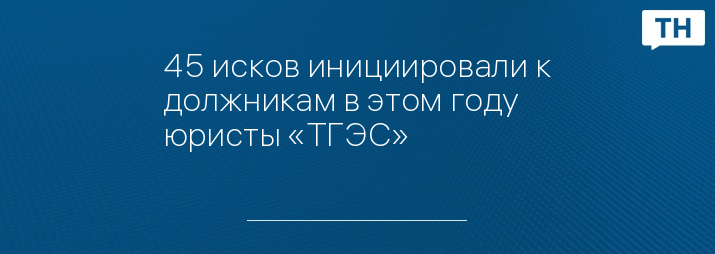 45 исков инициировали к должникам в этом году юристы «ТГЭС»