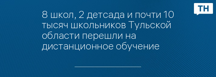 8 школ, 2 детсада и почти 10 тысяч школьников Тульской области перешли на дистанционное обучение  