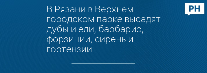 В Рязани в Верхнем городском парке высадят дубы и ели, барбарис, форзиции, сирень и гортензии