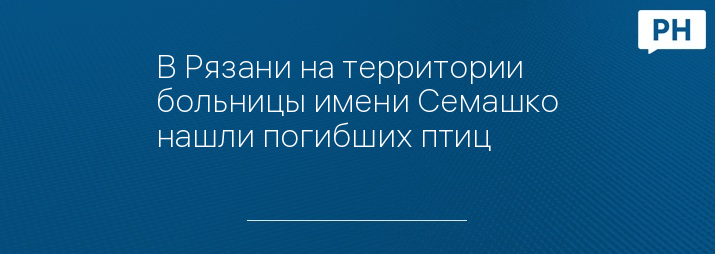 В Рязани на территории больницы имени Семашко нашли погибших птиц