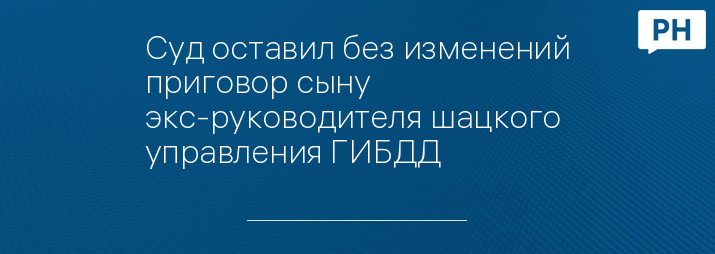 Суд оставил без изменений приговор сыну экс-руководителя шацкого управления ГИБДД 