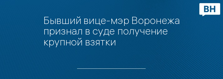 Бывший вице-мэр Воронежа признал в суде получение крупной взятки